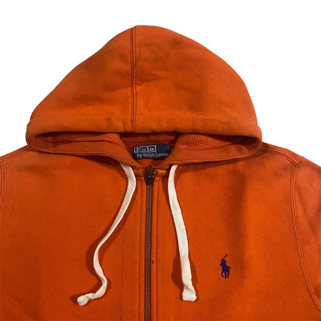 Ralph Lauren Orange Hoodie (Category: Coats, Jackets and Outerwear) located in Manila. Submitted by hoodfinesse (Listing ID 1437691627, Image 2). Description: size Large (23x28) color may vary due to lighting need rewash stuck in closet.
