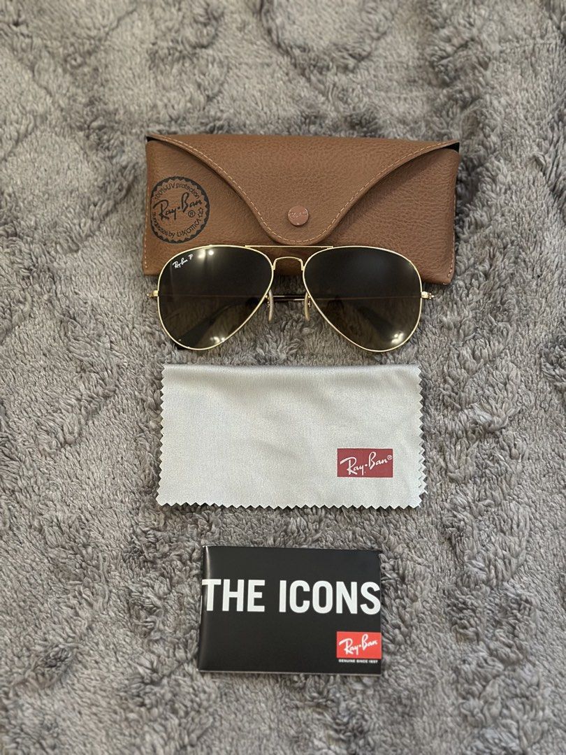 Ray Ban Polarized Aviator Sunglasses Shades (Category: Sunglasses & Eyewear) located in Marikina City. Submitted by hipcloset (Listing ID 1437620571, Image 1). Description: In excellent condition as seen on the photos Decluttering Rarely used 100% original Bought in Qatar Duty Free Shipping via JNT or Lalamove.