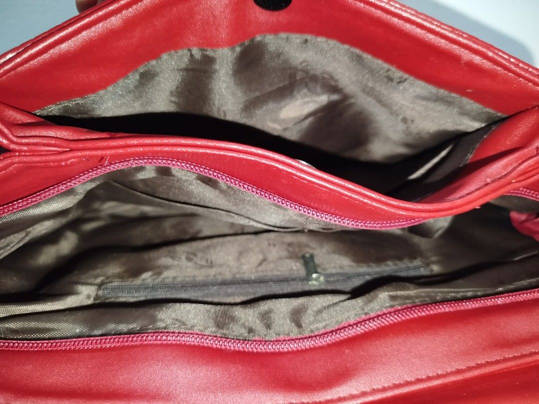 Red Crocodile Embossed Large Crossbody Bag (Category: Cross-body Bags) located in Cavite. Submitted by prncs.jc (Listing ID 1437715186, Image 3). Description: Product Description: - Item: Red Crocodile Embossed Large Crossbody Bag - Color: Crimson Red - Material: Crocodile Skin / Embossed Leather - Closure: Front flap with a bold black trapezoidal magnetic buckle - Handle/Strap: Long, adjustable matching red leather crossbody strap with silver-to