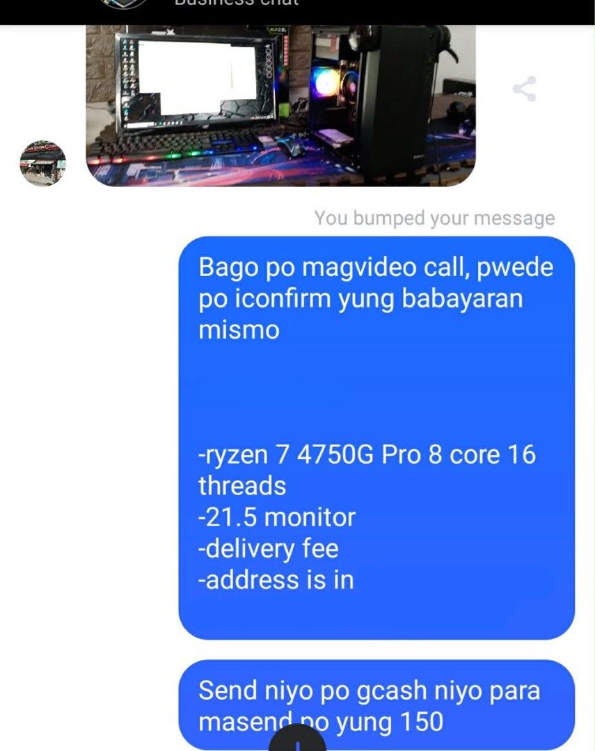 Ryzen 7 Pro Gaming PC Set Computer (Category: Desktops) located in Makati City. Submitted by hellohell.o (Listing ID 1437643737, Image 2). Description: Loc taguig Rfs switch to laptop Rushh need lang ng pangdagdag Bought this september 2024. Need na ng laptop kasi magtethesis na. Originally brought for 25k plus but selling for 14k. Slightly negotiable pa. Magdodorm na rin ako and ang hirap kapag dadalhin ka pa buong pc set ^ UPgraded yung 19inch 
