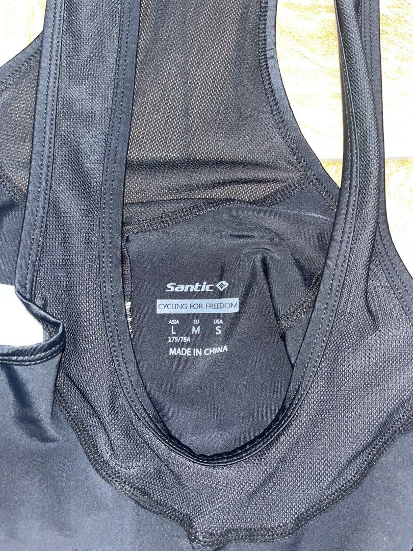 Santic Cycling Bib Shorts - Black (Category: Activewear) located in Makati City. Submitted by gabrayco (Listing ID 1437708205, Image 2). Description: - Santic cycling bib shorts - Features "Cycling for Freedom" logo - Mesh back for breathability - Reflective details for visibility - Size: L (Asia) / M (EU) / S (USA) - Made in China.