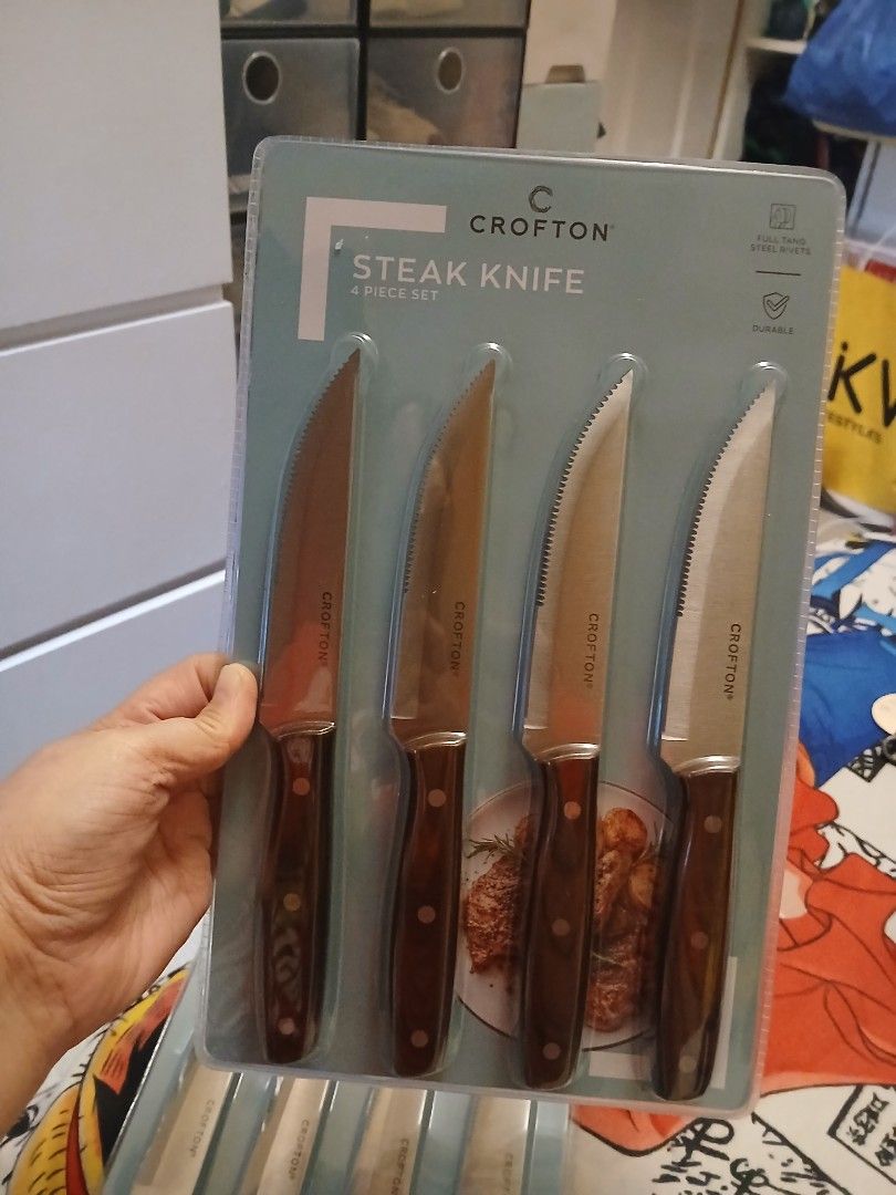 🔪Crofton Steak Knife 4 Piece Set (Category: Bathroom & Kitchen Fixtures) located in Mabalacat. Submitted by michelle.m.d. (Listing ID 1437591649, Image 2). Description: Steak Knife 🔪 4set mabigat brand new, branded quality 🔪 For Sale. 🙂 Crofton Steak Knife 4 Piece Set In Stock — 73 available Opened or unboxed but shows no signs of use. Fully functional with all parts present. Item itself is in pristine condition. Product Details Brand: Crofto