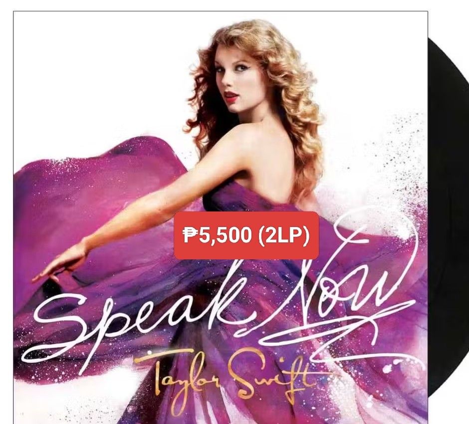 TAYLOR SWIFT Speak Now Vinyl (Category: Vinyls) located in Manila. Submitted by ramonrobin.cruz (Listing ID 1437734768, Image 2). Description: TAYLOR SWIFT Speak Now Vinyl (Black, 2LP) = ₱5,500 Brand New sealed made in Germany.