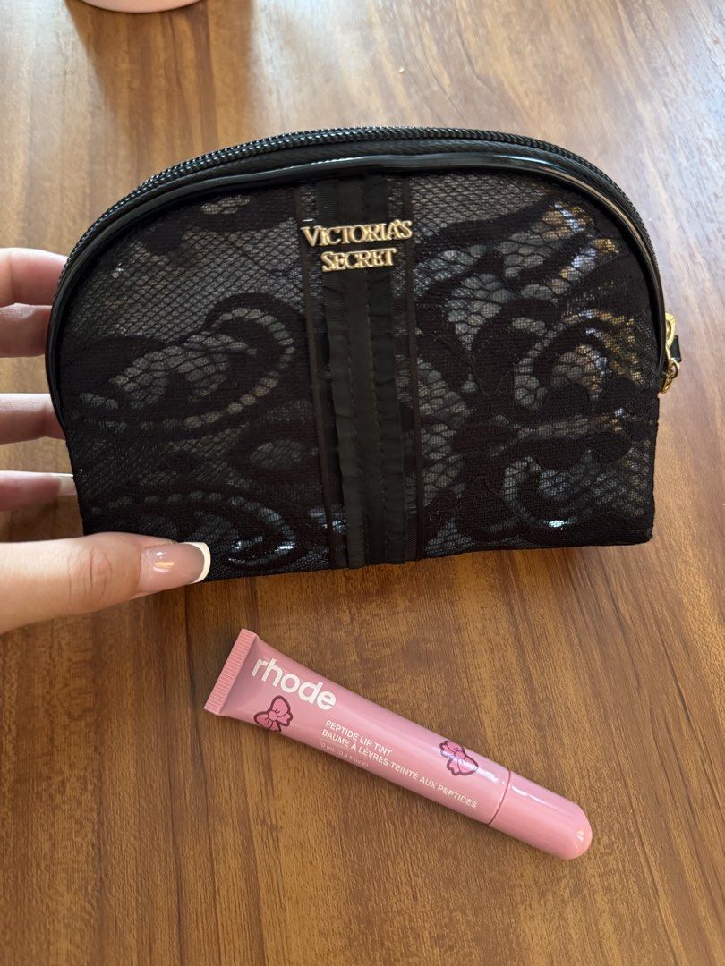 Victoria Secret Lace Makeup Pouch (Category: Purses & Pouches) located in Opol. Submitted by kristythebee (Listing ID 1437645254, Image 1). Description: Original Victoria Secret Pouch bought from UK Authentic Rhode Lip peptide in the shade Ribbon ₱1,000.