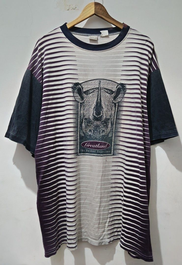 Vintage Greatland Rhino (Category: Tshirts & Polo Shirts ) located in Taguig. Submitted by wethrifting2021 (Listing ID 1437744048, Image 1). Description: Item: Rhino (Greatland The Outdoor Experience)🔥 ‎Size: Great Land Tag (XL) ‎Width: 25 ‎Length: 32.5 ‎Condition: Excellent ‎Issue: Multiple Pinhole, Hairline, Stain SWIPE MORE DETAILS. DM to purchase 📩.