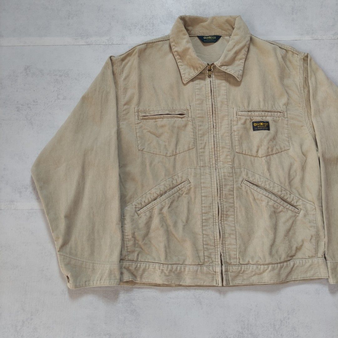 Vintage Osh Kosh B' Gosh Corduroy Work Jacket (Category: Coats, Jackets and Outerwear) located in Bulacan. Submitted by thriftlockerph (Listing ID 1437611929, Image 2). Description: Size: L Dimension: 25.5L 23.5W Condition: 9/10 Issue: scratches, stains.