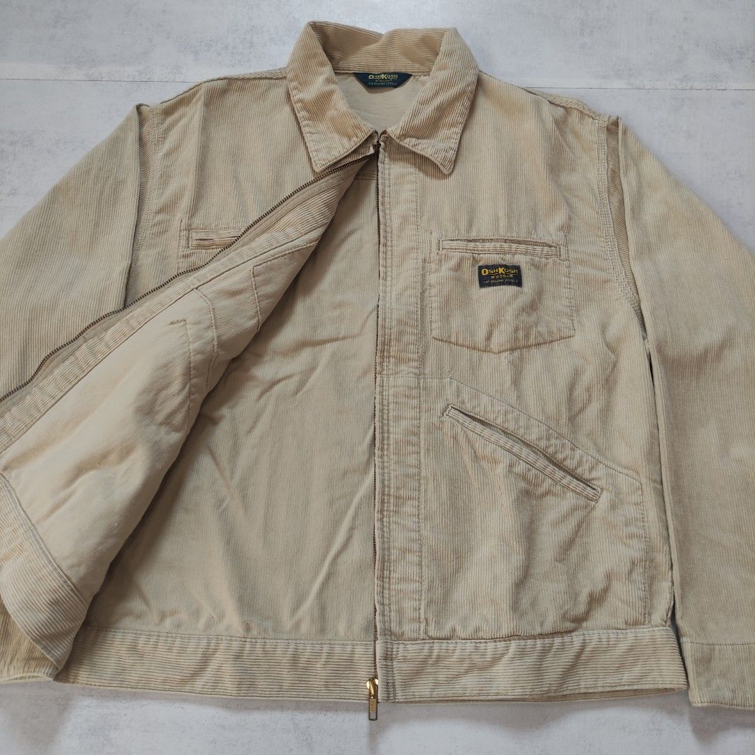 Vintage Osh Kosh B' Gosh Corduroy Work Jacket (Category: Coats, Jackets and Outerwear) located in Bulacan. Submitted by thriftlockerph (Listing ID 1437611929, Image 3). Description: Size: L Dimension: 25.5L 23.5W Condition: 9/10 Issue: scratches, stains.