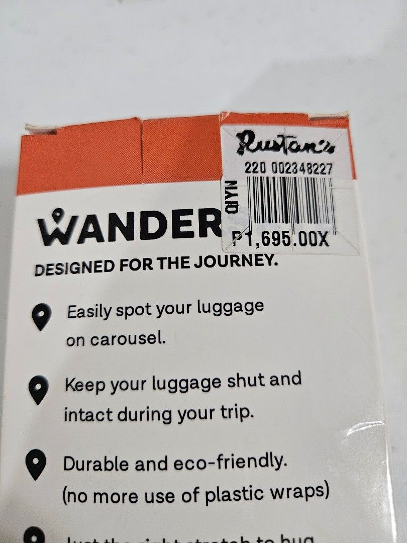 WanderSkye Luggage Cover - Philippines Design - Large (Category: Luggage) located in Caloocan City. Submitted by rm.diaz (Listing ID 1437603240, Image 3). Description: - Protect your large luggage with a WanderSkye cover. - Made with durable and eco-friendly polyester spandex. - Shields your luggage from dirt, stains, scratches, and bruises. - Features a unique Philippines design. - Designed by travelers, for travelers. -original price from Rusta