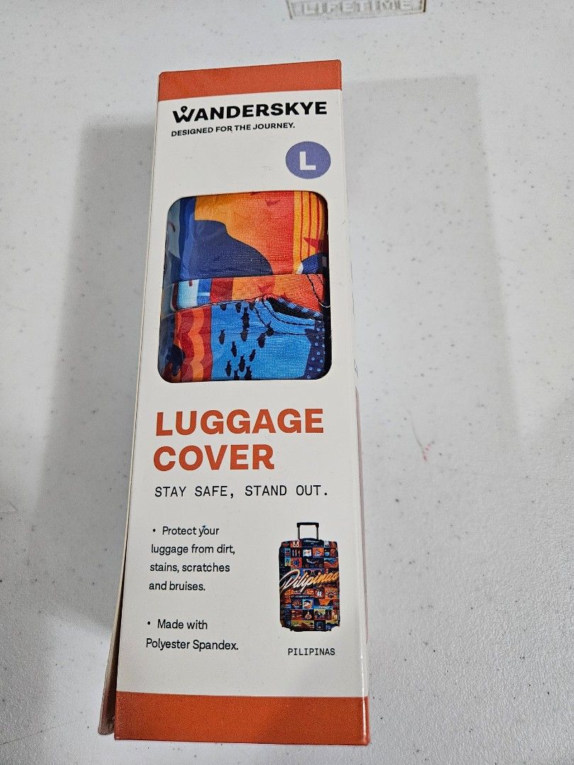 WanderSkye Luggage Cover - Philippines Design - Large (Category: Luggage) located in Caloocan City. Submitted by rm.diaz (Listing ID 1437603240, Image 1). Description: - Protect your large luggage with a WanderSkye cover. - Made with durable and eco-friendly polyester spandex. - Shields your luggage from dirt, stains, scratches, and bruises. - Features a unique Philippines design. - Designed by travelers, for travelers. -original price from Rusta
