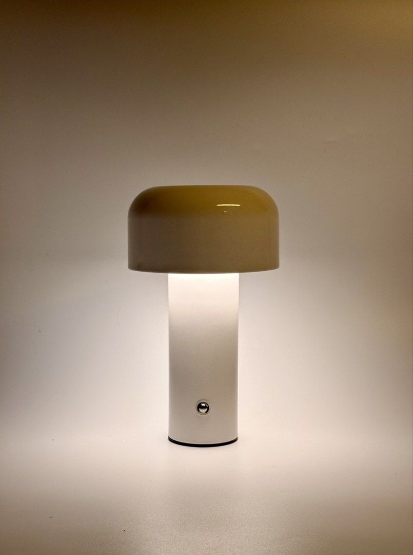 White Metal Mushroom Pillar Rechargeable Table Lamp (Category: Lighting) located in Manila. Submitted by staylit.ph (Listing ID 1437707549, Image 1). Description: White Metal Mushroom Pillar Rechargeable Table Lamp • PhP 650 (Brand New with Box) • Dimensions: 8.5”Height x 5”Dome x 2.5”Base • Light Source: 1,800mAH Rechargeable Battery (12+ hrs usage upon full charge) • Charging: Type C USB Cable (included) • Colors & Materials: White Metal (Iron)