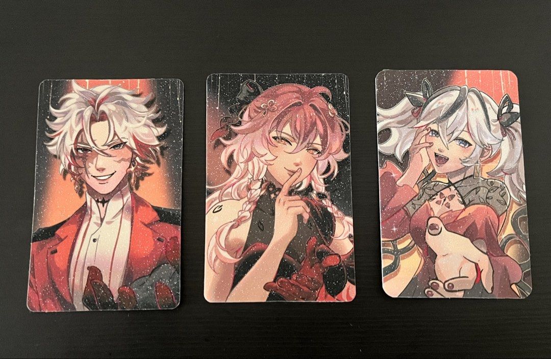 Wuthering Waves Merch Fan Cards Bundle (Category: Raw Singles) located in Pasig City. Submitted by lemy.declutter (Listing ID 1437667391, Image 1). Description: Wuthering Wave Fan Cards ・this is a bundle, no separating. ・Bought from convention. This is not official merch. ・ RFS: Decluttering merch/ I don't like Wuthering Waves anymore. ・Buyer shoulders delivery fee. NOTE: I am not selling other artist's work for profit. I am just decluttering or 