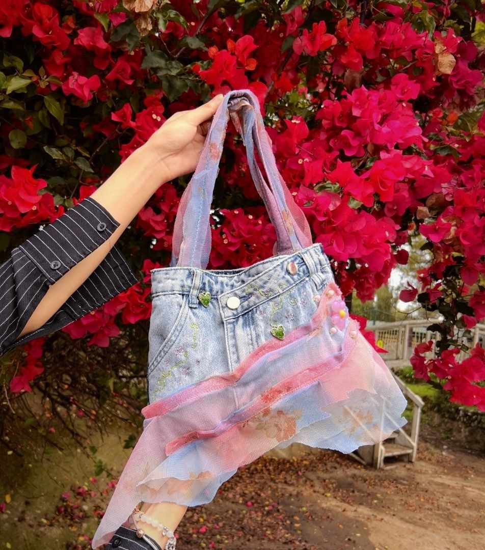 Y2K denim fairy bag (Category: Shoulder Bags) located in Caloocan City. Submitted by manshery (Listing ID 1437704763, Image 1). Description: > embroidered and sewn by hand .