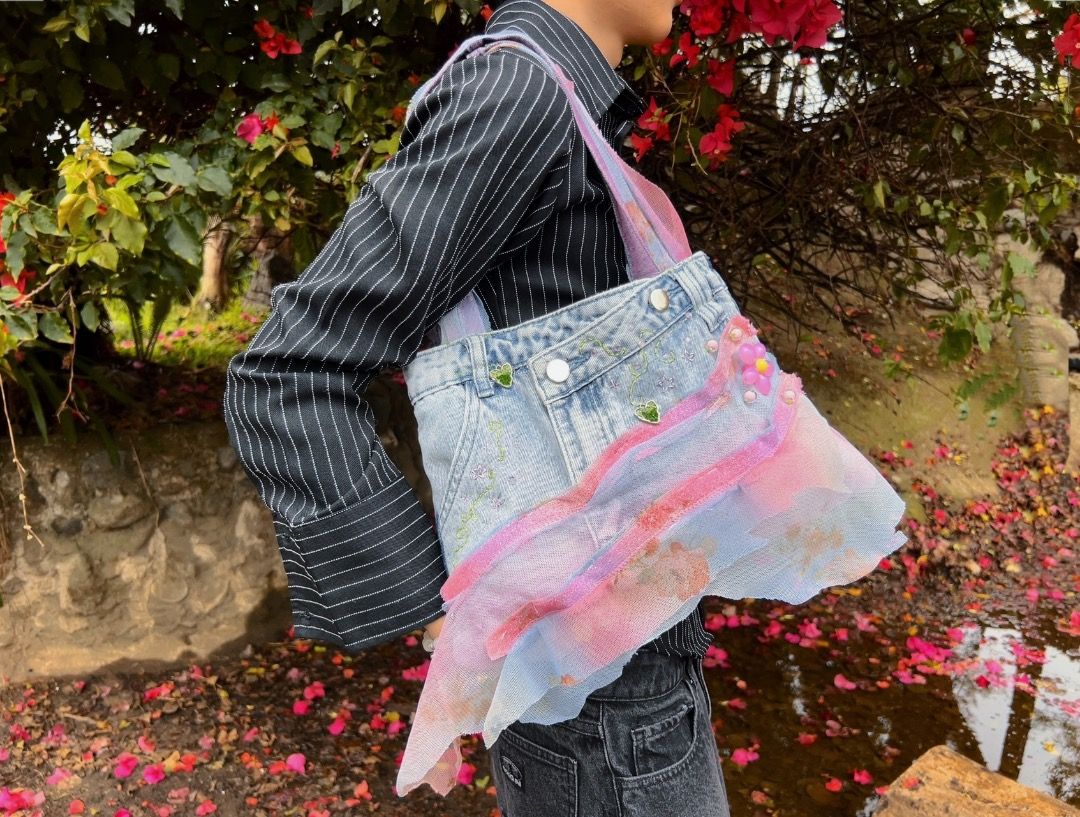 Y2K denim fairy bag (Category: Shoulder Bags) located in Caloocan City. Submitted by manshery (Listing ID 1437704763, Image 3). Description: > embroidered and sewn by hand .
