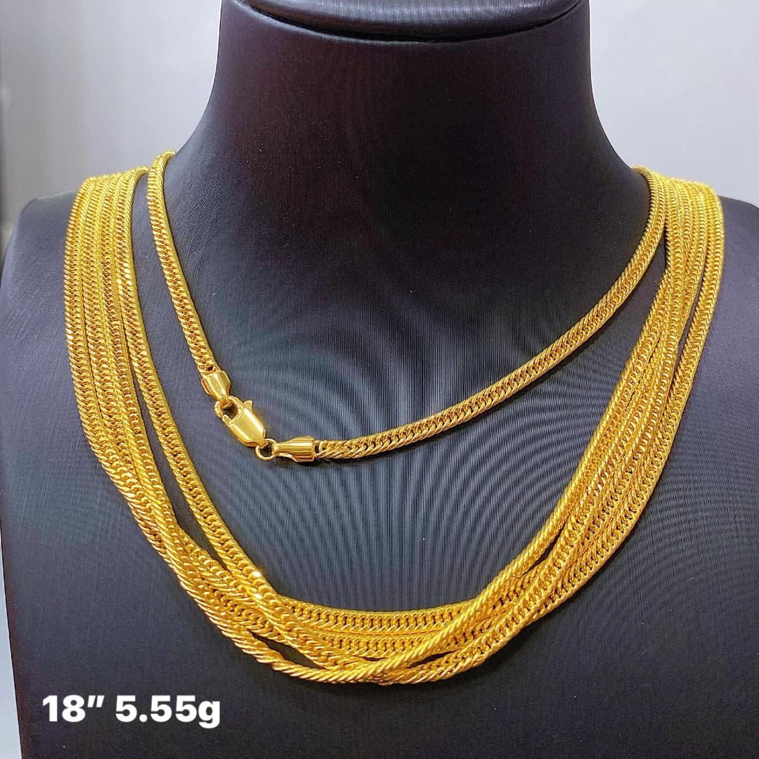 18K SAUDI GOLD LOBSTER LOCK NECKLACE 18