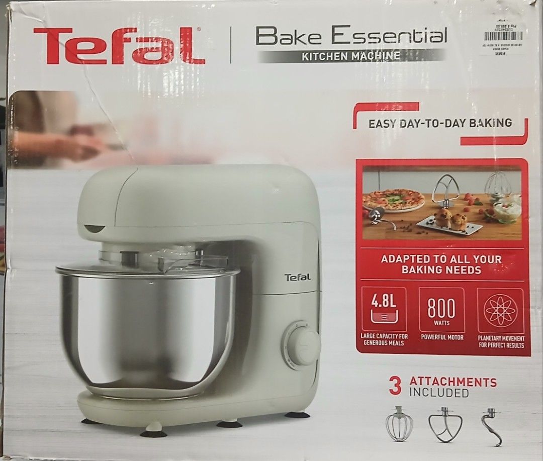 4.8L. STAND MIXER. TEFAL (Category: Hand & Stand Mixers) located in Quezon City. Submitted by AlexaXander (Listing ID 1437802844, Image 1). Description: *4.8L. Stand Mixer *BRAND: TEFAL Key Technical SpecificationsPower Output: Powered by an 800-watt motor.Bowl Capacity: Equipped with a 4.8-liter stainless steel mixing bowl.Mixing System: Utilizes planetary movement to ensure thorough, homogeneous mixing across the entire bowl.Speed Settings: Fea