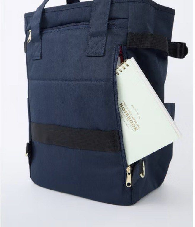 Anello Grande 2-Way Backpack Tote Bag - Navy (Category: Backpacks) located in San Juan City. Submitted by dannnyyy89 (Listing ID 1437898040, Image 2). Description: A4 size Lightweight Water repellant Navy 10 pockets total - Anello 2-way backpack tote bag - Navy blue exterior - Multiple compartments for organization - Includes side pockets and a front zippered pocket - Spacious interior with red lining - Convertible design: can be used as a tote o