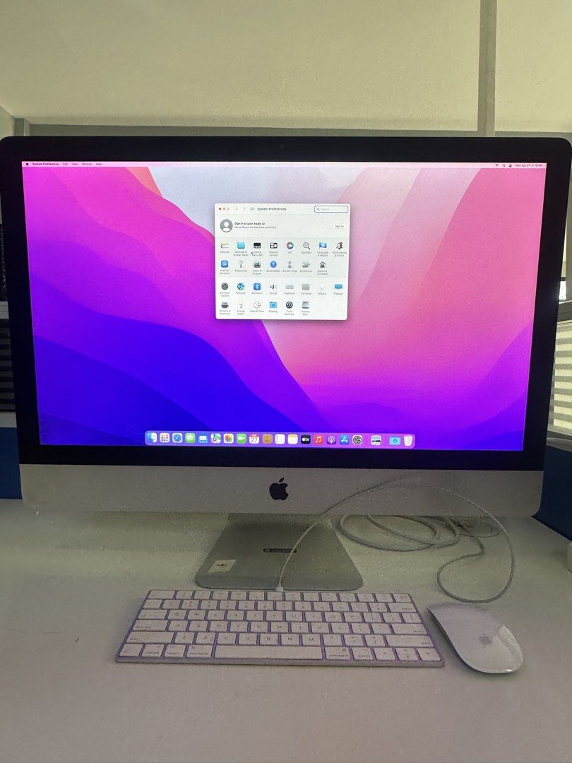 Apple iMac Retina 5K 27-inch (2017) (Category: Desktops) located in Paranaque City. Submitted by abiiii_ (Listing ID 1437808513, Image 1). Description: - 27-inch Retina 5K Display - 4.2 GHz Quad-Core Intel i7 Processor - 32GB RAM - Radeon Pro 580 8GB Graphics - macOS Monterey 12.7.4 - Includes Apple Keyboard, Power adapter and Mouse - Serial Number: C02XH073J1GQ (Not included yung connector ng mouse/keyboard).
