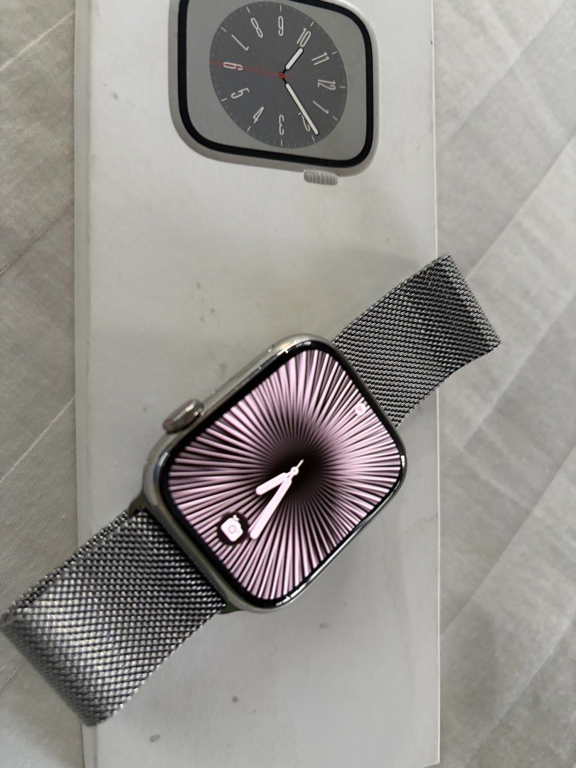 Apple Watch Series 8 (Category: Wearables & Smart Watches) located in Quezon City. Submitted by docbato (Listing ID 1437933223, Image 1). Description: Hard to Find Model!!! Apple Watch Series 8 45mm GPS + Cellular Stainless Steel Selling my Apple Watch Series 8 45mm GPS + Cellular (Stainless Steel). Includes: • Milanese loop band • Charger • with box Condition: • Fully functional • Battery health: 79% • With visible scratches from normal use • No