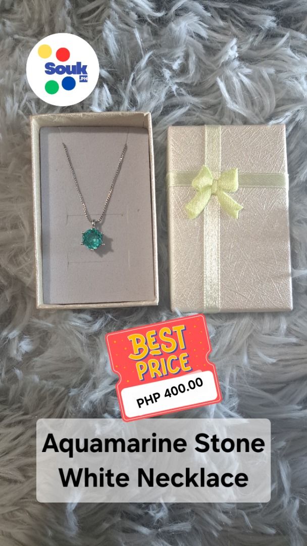 Aquamarine Stone White Necklace (Category: Necklaces) located in Mabalacat. Submitted by souk.ph (Listing ID 1437930109, Image 1). Description: The price mentioned is on sale. Prive may change with prior notice. .