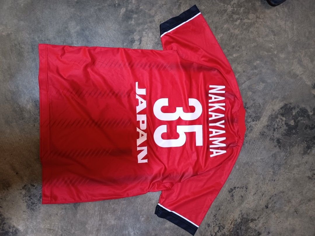 Asics Japan Jersey #35 (Category: Activewear) located in Iloilo. Submitted by just_thr1ft (Listing ID 1437793202, Image 3). Description: - Authentic Asics Japan jersey - Features #35 on front and back - Includes "NAKAYAMA" on the back - Japanese flag on the sleeve - Made in Japan - Features Yamato Transport Co. Ltd. logo - dimensions: 22.5 x 29 - size xl - issue:minimal washable stain .