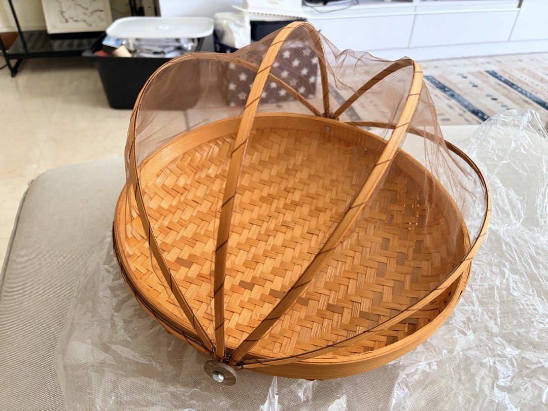Bamboo Food Cover Basket with Net