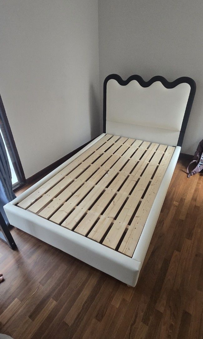 Bed Frame (Category: Bed Frames & Mattresses) located in Singapore. Submitted by jiamin8866 (Listing ID 1437758481, Image 1). Description: 🛏️ Solid Wood Bed Frame (99% Like New) Carefully chosen when we bought it: ✔️ Solid wood – strong and durable ✔️ Very sturdy, no wobbling ✔️ Excellent condition, almost like new (about 99%) Reason for selling: My child has grown taller, and we realized the size we bought isn’t suitable anymore. Also moving ho