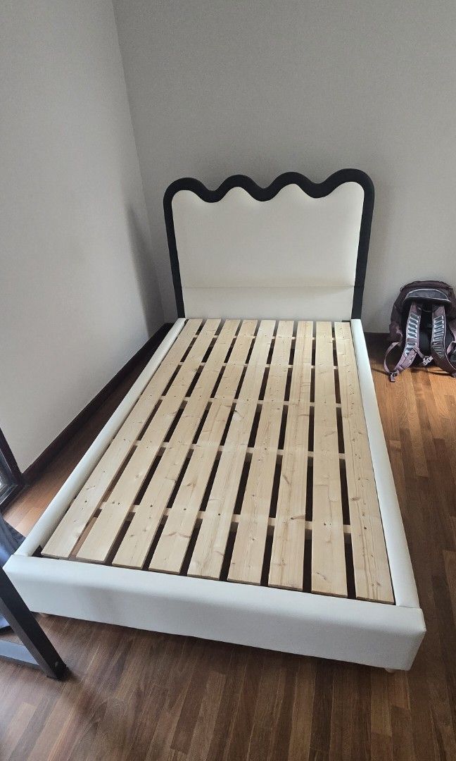 Bed Frame (Category: Bed Frames & Mattresses) located in Singapore. Submitted by jiamin8866 (Listing ID 1437758481, Image 2). Description: 🛏️ Solid Wood Bed Frame (99% Like New) Carefully chosen when we bought it: ✔️ Solid wood – strong and durable ✔️ Very sturdy, no wobbling ✔️ Excellent condition, almost like new (about 99%) Reason for selling: My child has grown taller, and we realized the size we bought isn’t suitable anymore. Also moving ho