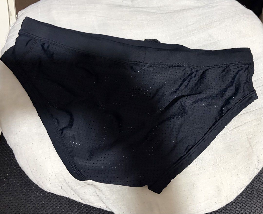 Black drawstring Swim Briefs (Category: Swim Trunks & Board Shorts) located in Quezon City. Submitted by pool_boy (Listing ID 1437919693, Image 2). Description: - Black swim briefs - Drawstring closure - Mesh detailing on sides - Smooth, quick-drying material - Classic brief cut - ideal for waist 32-34.