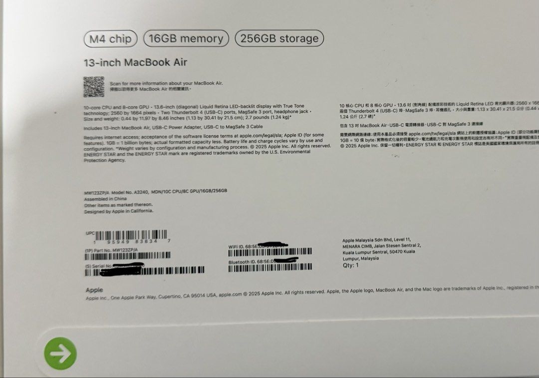 BNIB Apple MacBook Air 13-inch M4454146964157911042