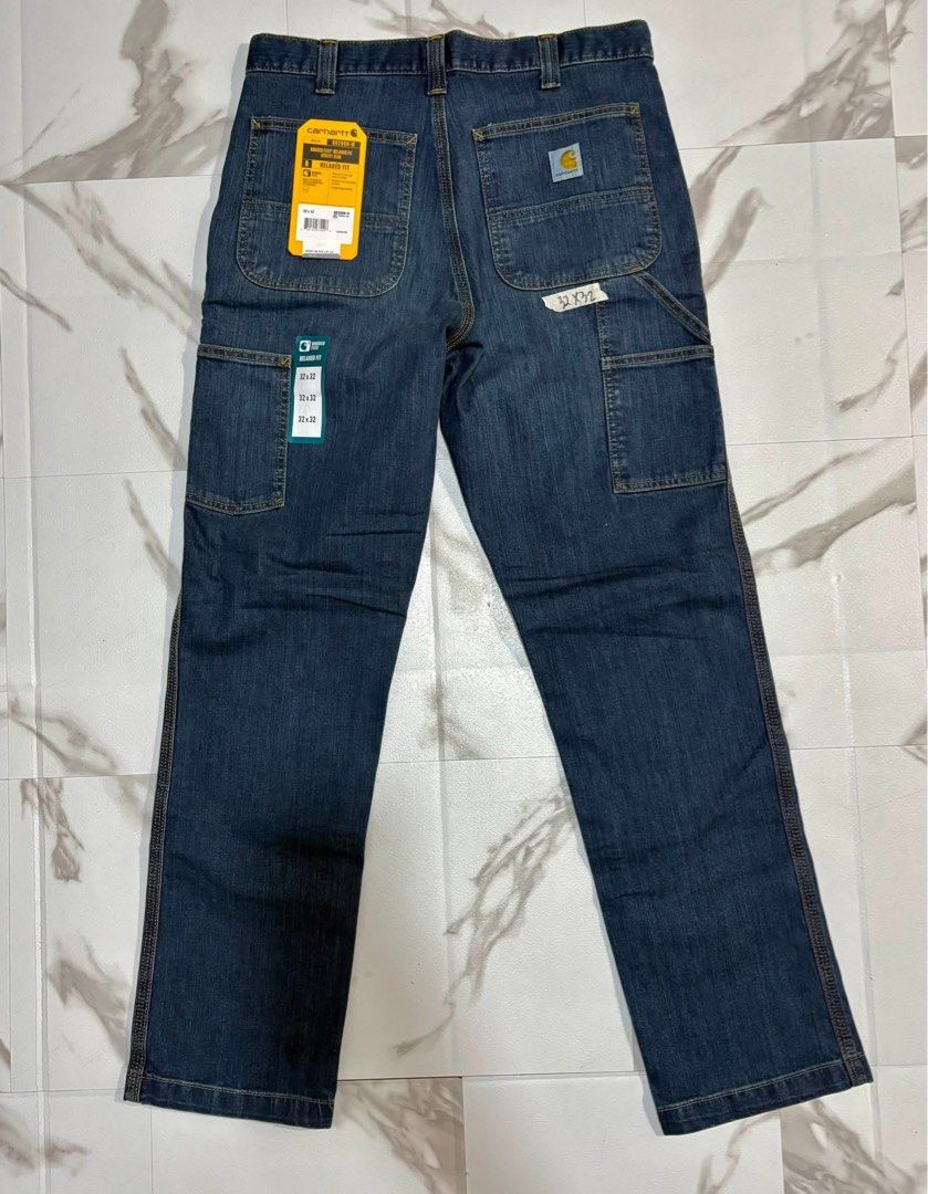 Carhartt Rugged Flex Relaxed straight jeans (Category: Jeans) located in Manila. Submitted by prelovedseekerph (Listing ID 1437761257, Image 2). Description: CARHARTT RELAXED STRAIGHT RUGGED FLEX DENIM DUNGAREE Size: 32x32 | 36x30 Color: Superior ✅ Brand new and original ✅ 85% cotton / 14% polyester / 1% spandex denim ✅ Built to move with Rugged Flex stretch technology ✅ Mid-rise sits just below the waist, with a roomy fit in the seat and thigh, 