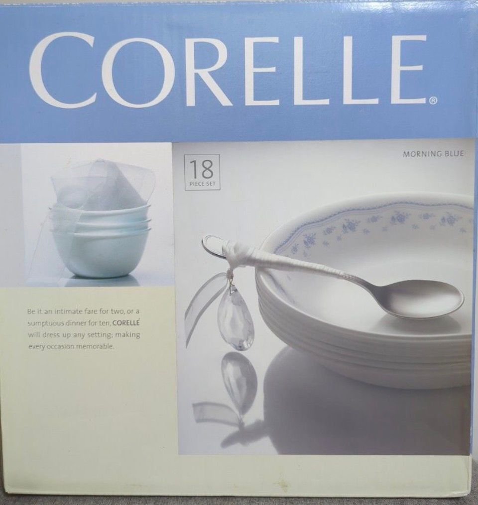 BNIB Corelle Morning Blue 18-Piece Dinnerware Set