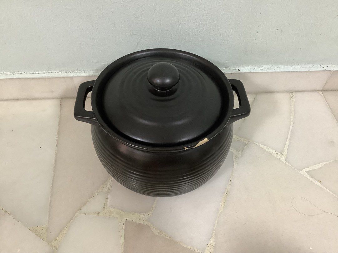 Dark Brown Ceramic Pot with Lid453960600713308162