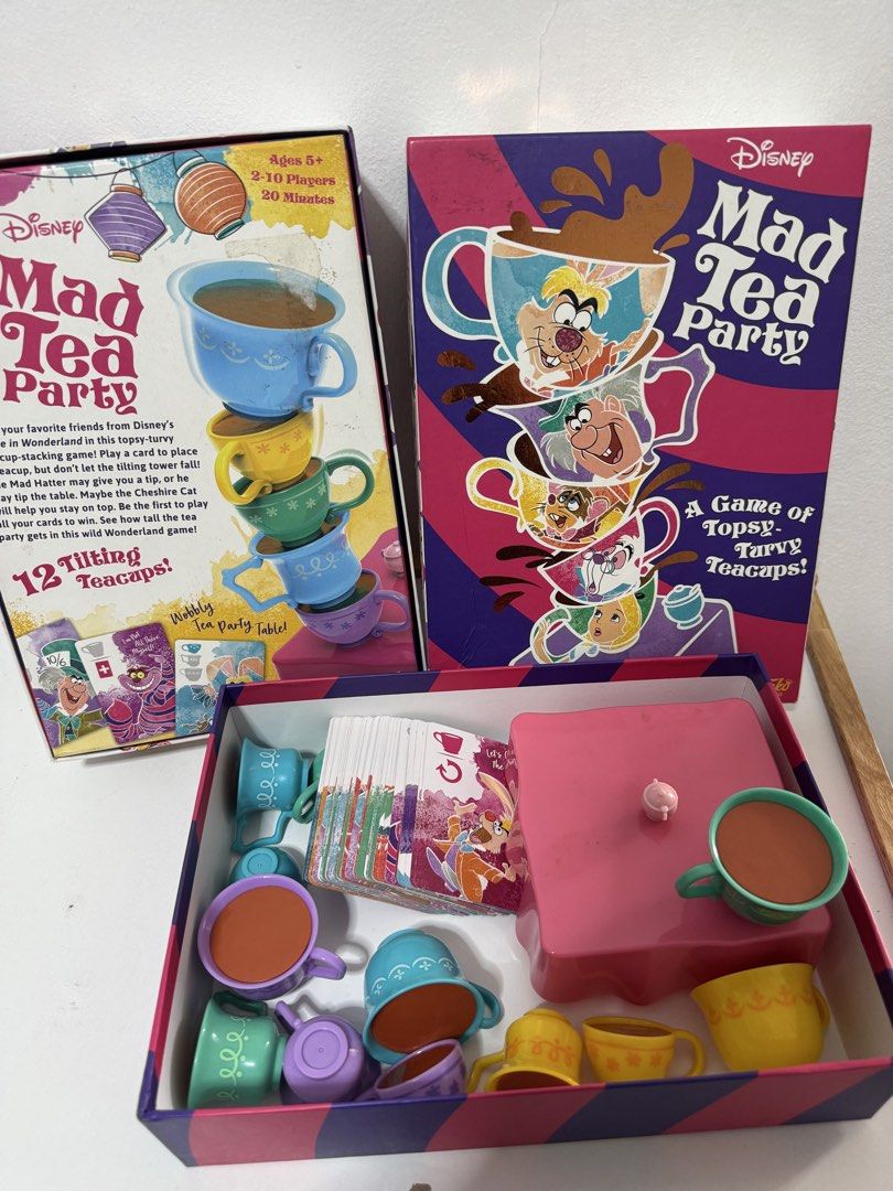 Disney Mad Tea Party Board Game (Category: Board Games & Puzzles) located in Imus. Submitted by ca_readandroll (Listing ID 1437935903, Image 3). Description: - Disney Mad Tea Party game! - For 2-10 players. - Features 12 tilting teacups. - Includes tea party table, cards, and instructions. - Recommended for ages 5 and up. - Each game lasts approximately 20 minutes. 🏷️ P480- complete set , excellent used condition 🏷️ P420 - missing 2 cards , and
