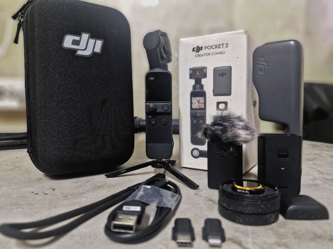DJI Pocket 2 Creator Combo (Category: Cameras) located in Antipolo. Submitted by fou_lafini (Listing ID 1437763556, Image 1). Description: Selling my preloved DJI pocket 2 creator combo. Well taken care of. Used for travels. What's included: DJI osmo pocket 2 Pocket 2 plastic case DJI mic Do it all Handle Neccessary connectors Original box included Free: Hard case for the unit Sunnylife ND filter -16 Meetup: Antipolo City less - DJI Pocket 2 Crea