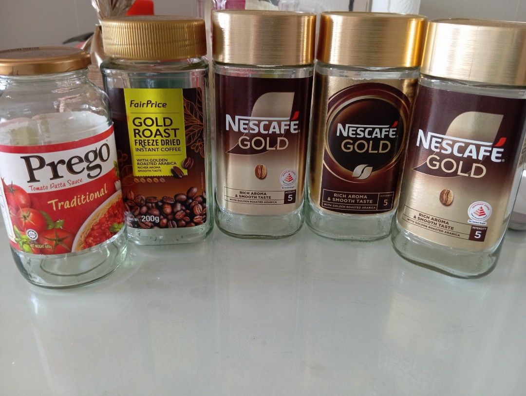 Empty Glass Jars - Prego, Nescafe Gold, Fairprice