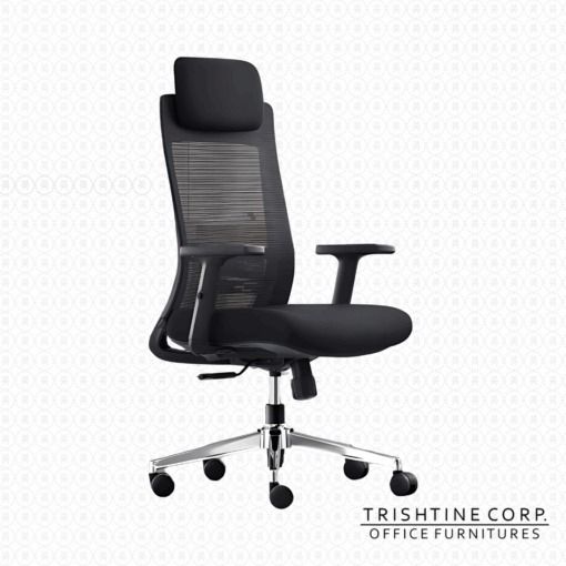 Ergonomic Office Chair Executive TEX-201 (Category: Office Furniture & Fixtures) located in Caloocan City. Submitted by trishtine_jim9 (Listing ID 1437834875, Image 1). Description: Ergonomic office chair from Trishtine Corp. Features a high back with an adjustable headrest, armrests, and a five-wheel base for easy movement. The chair has a gray seat and backrest with a white and silver frame. Suitable for long hours of work, providing comfort an