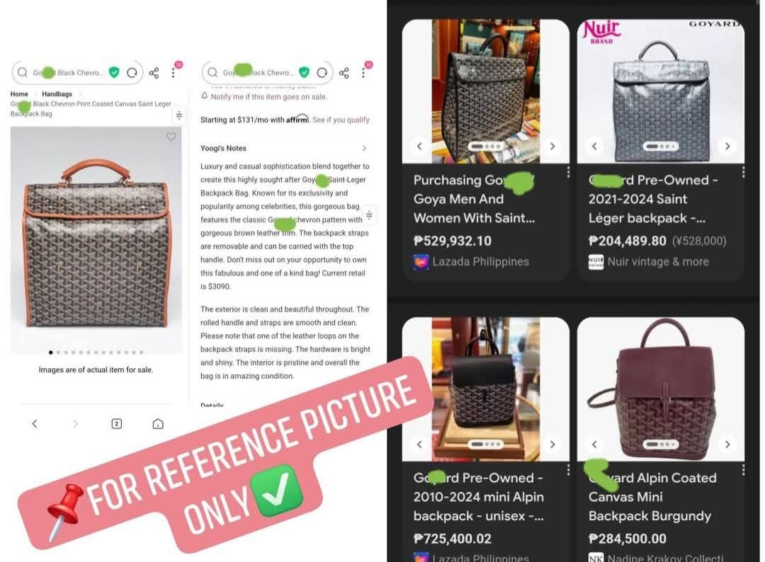 Goyard Chevron Print Coated Saint Leger Backpack (Category: Backpacks) located in Davao. Submitted by signatureshoesandbags (Listing ID 1437909542, Image 3). Description: Large size Can fit A4 folder With generic dustbag.