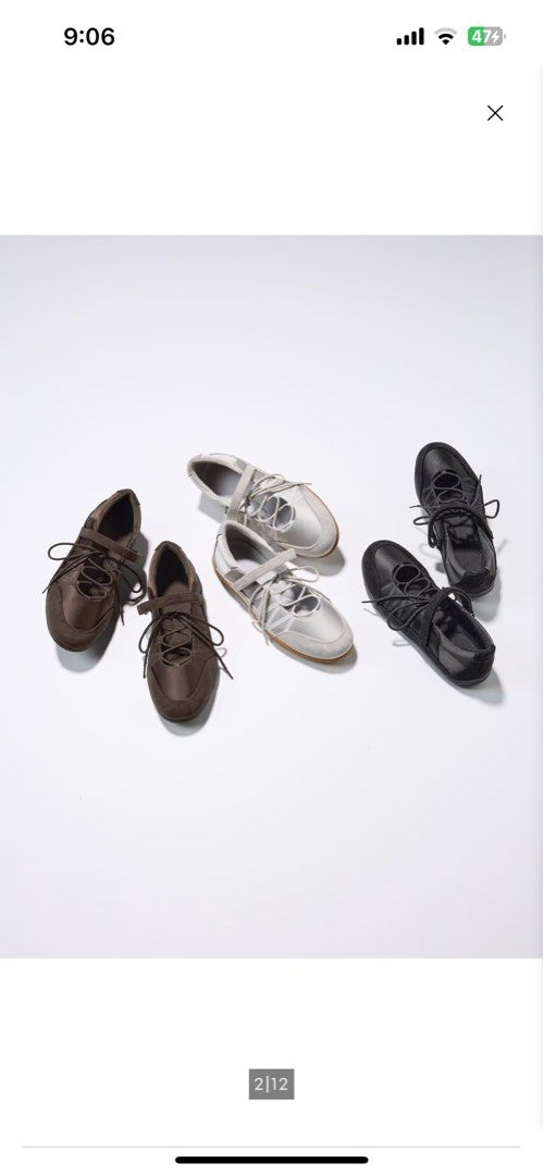 Gu Lace Up Ballet Shoes (Category: Flats & Sandals) located in San Gabriel. Submitted by sarajd16 (Listing ID 1437884911, Image 1). Description: - GU ballet flats - Size: L - New, with original packaging - Lace-up design - Features a strap across the top of the foot - Light brown soles.