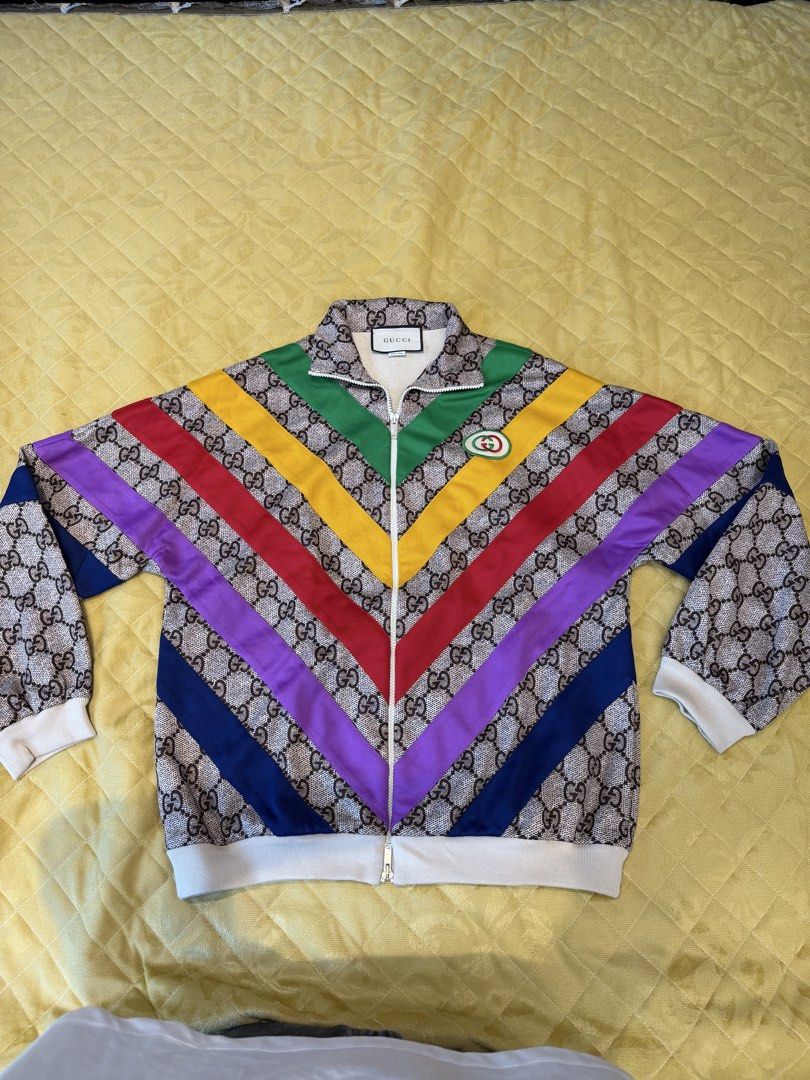 Original Gucci Rainbow GG Track Jacket (Category: Coats, Jackets and Outerwear) located in Mandaluyong City. Submitted by norbert29 (Listing ID 1437802858, Image 1). Description: - Original Gucci track jacket original price php 145,000.00 “You are defined by your clothes; you are what you wear. Rest assured that this item is original. Once you will see the item and you find out that is fake. I will return your money twice the price. Selling this 