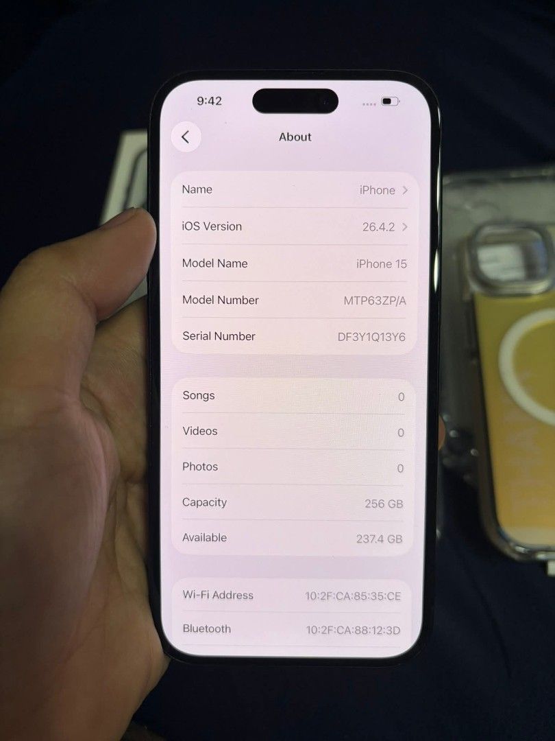 IPHONE 15 256 94 BH (Category: iPhone 15 Series) located in Manila. Submitted by minimalistpick (Listing ID 1437882080, Image 1). Description: 👉CASH ✅iPhone 15 256GB Openline ✅No Issue / 100% Smoothness ✅94% BH (Matagal Malobat) ✅With Orig Box, Cable, Cases ✅With Receipt Price: 33,000❤️ Open For Meet Up & Shipping Pm Me😇 Binondo Manila.