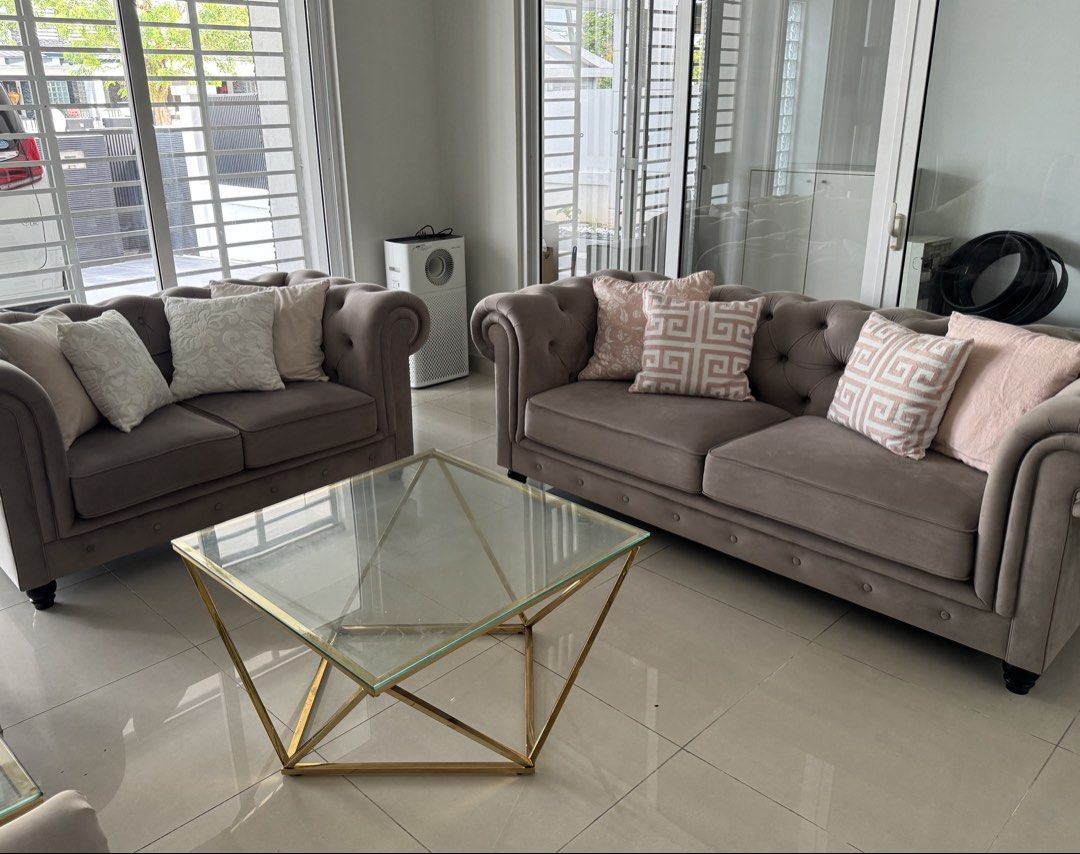 JOY Design Studio Chesterfield Sofa 3 + 2, Furniture & Home Living ...