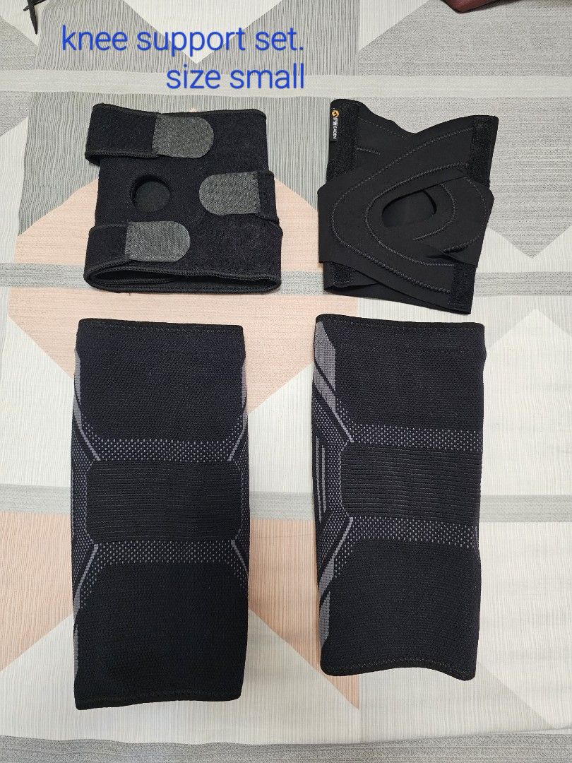 Knee Guard Support Brace Set and Compression Support (Category: Braces, Support & Protection) located in Manila. Submitted by chocomoose (Listing ID 1409506291, Image 3). Description: Used few times only size small price is for all in the pic.