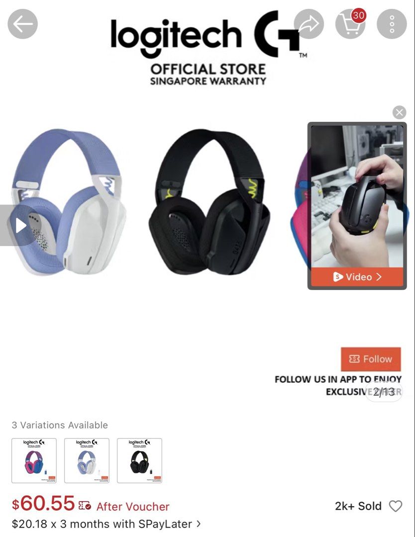 Logitech G435 white&blue light headphone453923493485619201