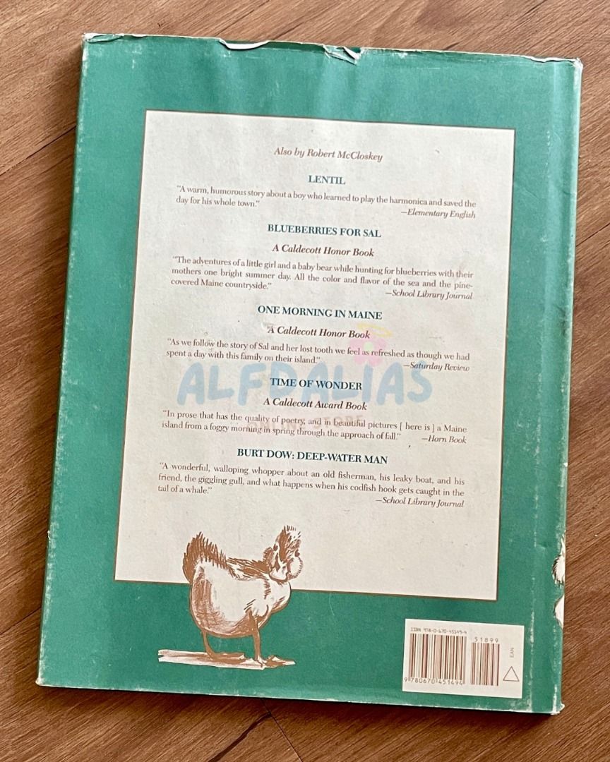 Make Way for Ducklings by Robert McCloskey - Hardbound (Category: Storybooks) located in Pasay City. Submitted by alfdalias (Listing ID 1437819055, Image 2). Description: 📕Condition: Lightly Used, Big, Hardbound 📝Note(s): * Crease on the cover. * Visible handwritings on the first page. * Pages are intact. ⚠️Disclaimer: * There might be a slight difference in color due to shadow/lighting while taking the item’s photo. * Please manage your expect