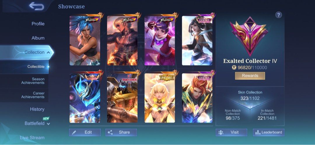 Mobile Legends Account Exalted Collector IV (Category: Others) located in Manila. Submitted by ibarcode (Listing ID 1437900289, Image 1). Description: Selling Mobile Legends Account Exalted Collector IV - First owner - Preferred meet-up - If online transaction payment first - Location is listed below or swap sa th18 coc account payment first.