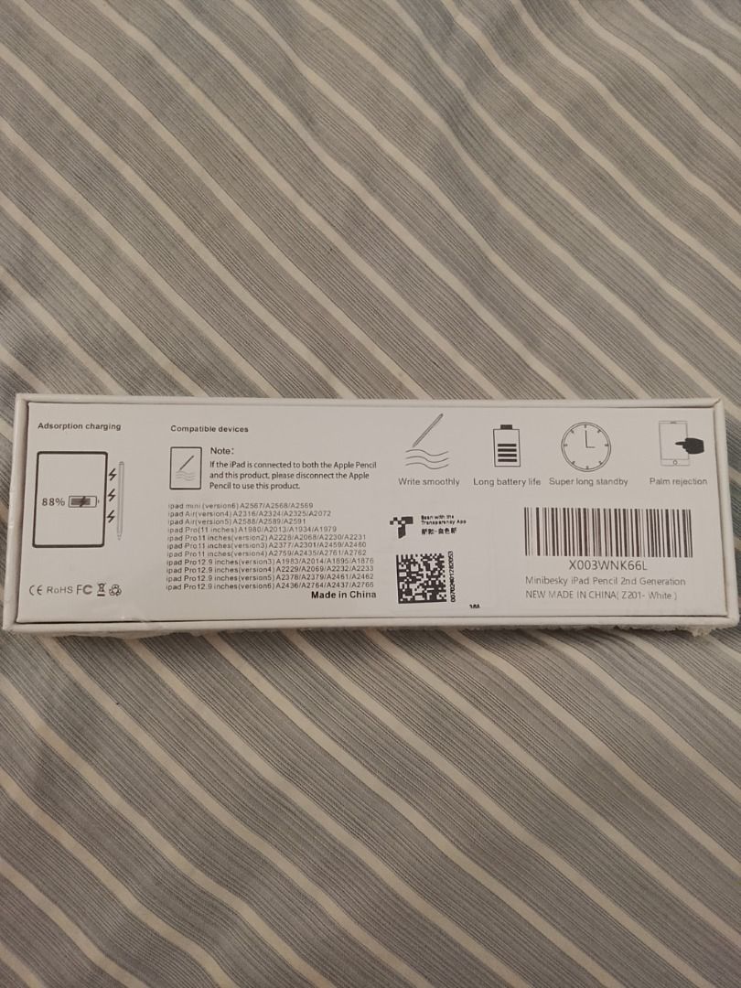 Moxbery iPad Pencil 2nd Gen White (Category: iPad) located in Manila. Submitted by benxnder72437 (Listing ID 1437931356, Image 1). Description: - Moxbery iPad Pencil 2nd Generation - Color: White - Features: - Palm Rejection - Magnetic Charging - Long Battery Life - Compatibility: iPad Mini, Air, and Pro models - Made in China.