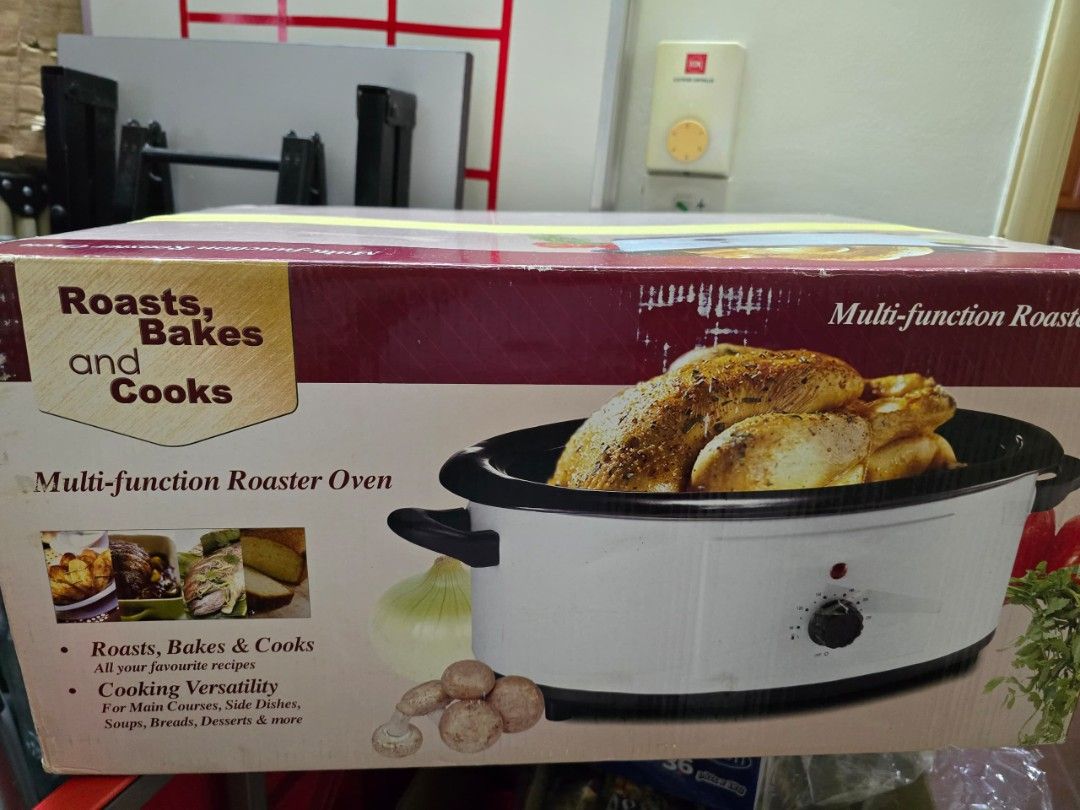 Multi-function Roaster Oven (Category: Ovens & Toasters) located in Seri Kembangan. Submitted by rey_y_y (Listing ID 1437905009, Image 1). Description: Brand new roaster oven. Never used before. Kept it in store until now. - Multi-function roaster oven - Perfect for roasting, baking, and cooking - Comes with a rack and cooking pot COD Taman Equine.