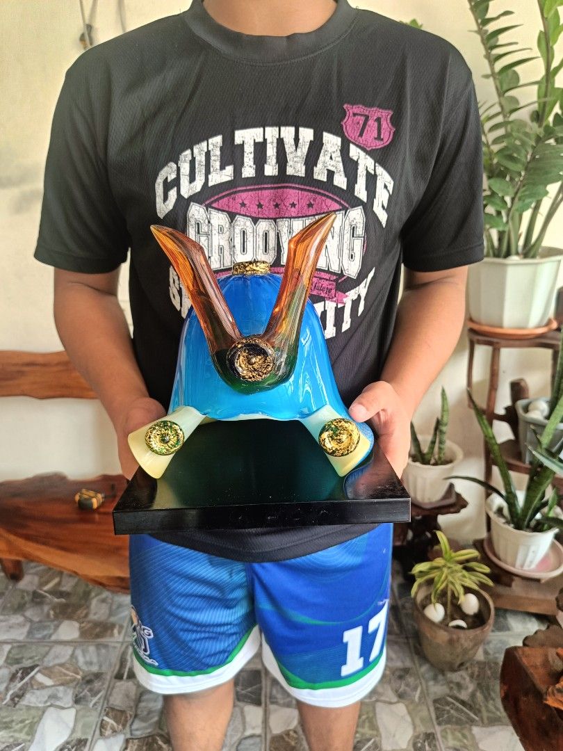 Multiglass Samurai Kabuto Helmet, with Box (Category: Figurines & Statues) located in Imus. Submitted by ABrielleC (Listing ID 1437782535, Image 2). Description: Glass Kabuto Helmet Video Link https://youtube.com/shorts/174U_g5SU-k?si=DQdPZvZx54aLk43X With Box Height-8in Length-8in Width-8.75in Weight-2.5kg Wooden Base-8.25inx8.25in Japan Surplus Item First to pay Loc Imus Cavite.