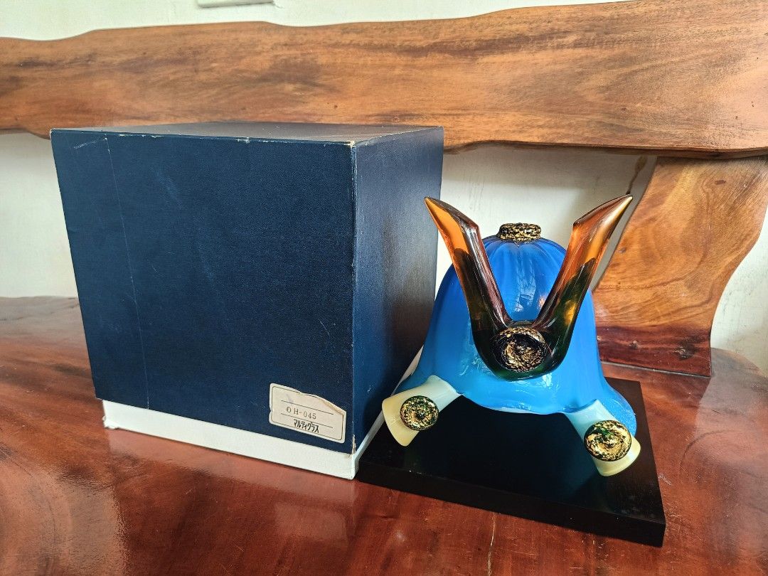 Multiglass Samurai Kabuto Helmet, with Box (Category: Figurines & Statues) located in Imus. Submitted by ABrielleC (Listing ID 1437782535, Image 3). Description: Glass Kabuto Helmet Video Link https://youtube.com/shorts/174U_g5SU-k?si=DQdPZvZx54aLk43X With Box Height-8in Length-8in Width-8.75in Weight-2.5kg Wooden Base-8.25inx8.25in Japan Surplus Item First to pay Loc Imus Cavite.
