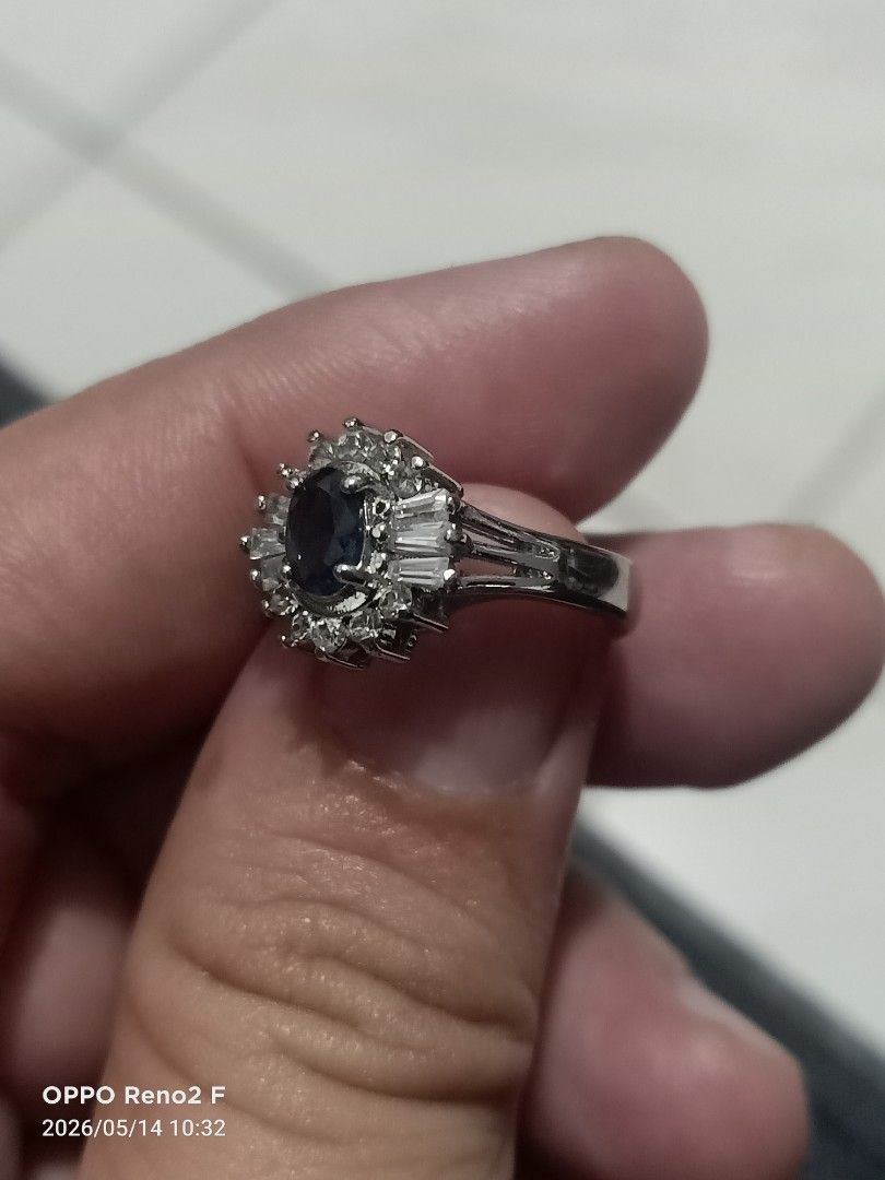 Natural Blue Sapphire Ring with stones (Category: Rings) located in Las Pinas. Submitted by chariepadilla (Listing ID 1437771562, Image 3). Description: Size 6 With SV100 marking.